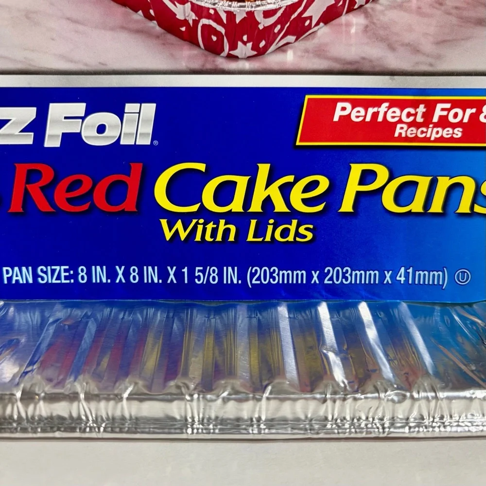 EZ Foil Reynolds 3 pk Red Star Cake Pan Lid ~8x8x2” Holiday Limited Edition NEW